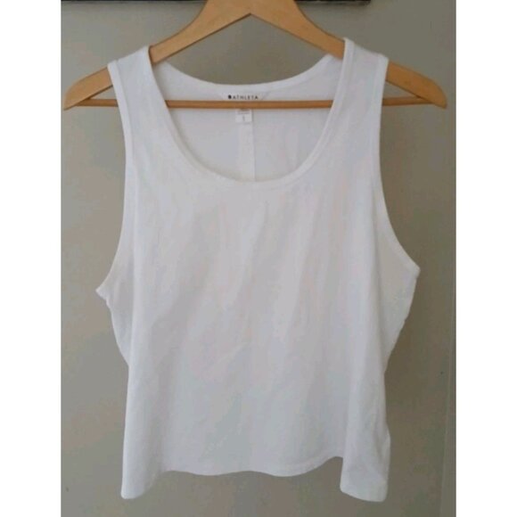 Athleta Essentials Tank Top Size Large White Scoop Neck Gym Cotton - Picture 1 of 8